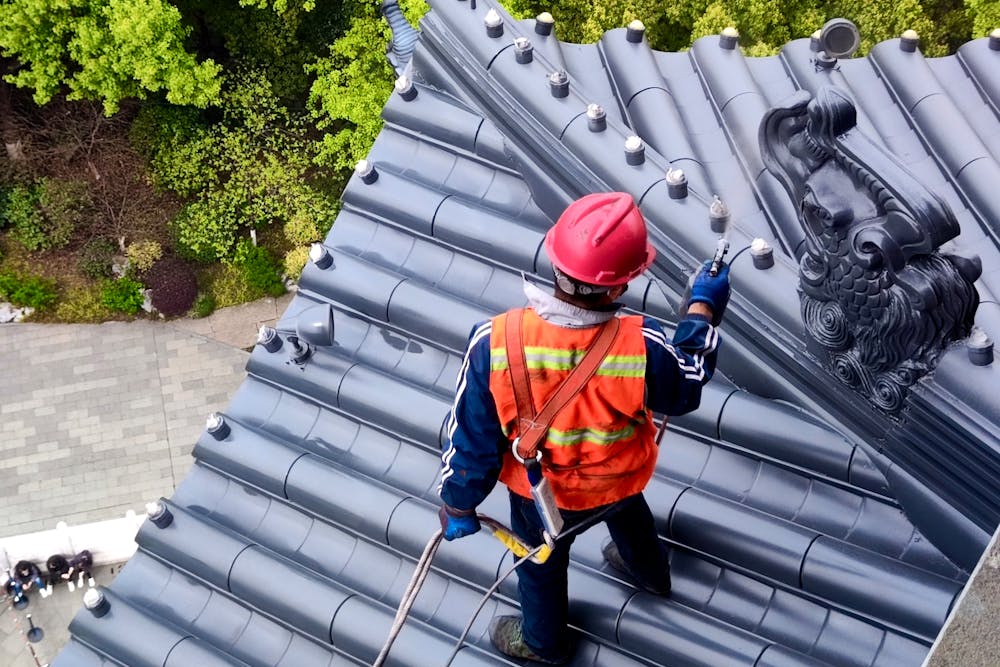 man in the roof