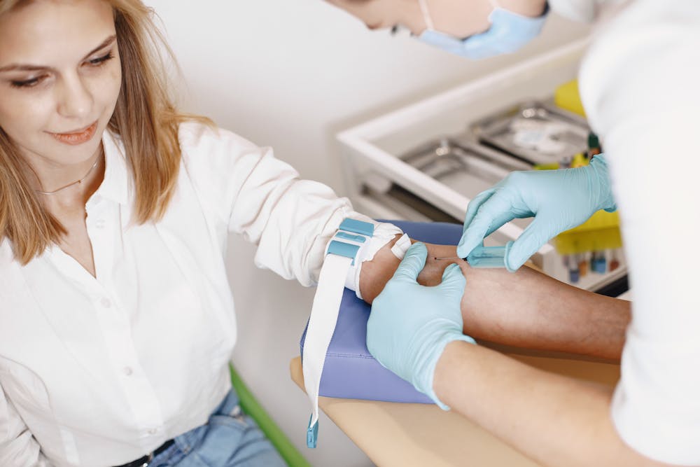 woman getting blood test